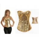 Sexy Women Lace up Shining Golden Corset Bustier Lingerie Overbust