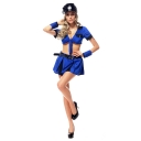 Blue split policewoman Halloween dress uniforms temptation