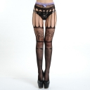 Black Sexy Lingerie Lace Bow Netted Socks Open Slippery Sling