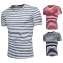 Spring new fashion striped tide suits sizzling explosions men's short-sleeved round neck T-shirt
