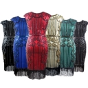 Explosion tassel weave sequin dress 1920 retro European and American movie dress skirt