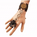Best selling European and American retro black lace bracelet women's steam engine gear hand jewelry with ring