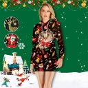 Best selling Christmas dress European and American explosion cat digital print Slim sweater hooded dress female