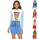 Hot explosions Christmas festival cartoon digital printing comfortable slim long-sleeved tight dress female