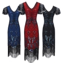 Explosion 1920s retro dress handmade beaded sequin fringed evening dress