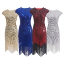 Quality explosion models fringed woven sequin dress 1920 retro European and American movie dress skirt