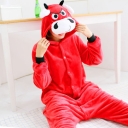 Flannel Red Bull Siamese Pajamas Animal Winter Cartoon Cute Red Autumn Couple Costume Cosplay