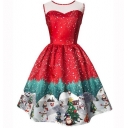 Hot sale big swing skirt retro European and American dress Christmas style
