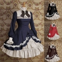 High Neck Flare Sleeve Colorblock Bow Lolita Dress