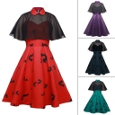 2021 new gothic Halloween style sling shawl cloak print dress