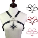 Men's and women's punk style leather cross cross sling top tights shaping waist belt chest strap suspenders