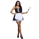 Halloween costumes black and white suspenders Japanese maid overalls European and beautiful butler lace short skirt