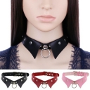 European and American new personality punk Gothic leather collar collar necklace simple fashion ring clavicle necklace