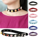 Personalized fashion sexy PU leather collar bar street shoot soft girl candy color rivet necklace neck strap lock