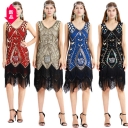 Explosive women's 1920s retro dress series hand-woven sequin dress fringed wedding evening dress