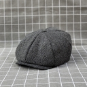 Large size octagonal hat men's retro plaid autumn and winter hat beret simple fashion British newsboy painter hat women