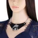 New punk gothic creative leather O-shaped lock collar personality exaggerated ring neck chain collarbone necklace