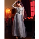 Halloween Costume Ghost Festival Bar Party Horror Hole Mummy Skeleton Skeleton Ghost Bride Tulle Dress