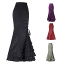 2022 summer new long skirt Victorian women's Chinese temperament skirt punk skirt fishtail package hip skirt stitching