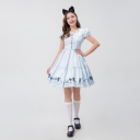 Halloween Alice in Wonderland Japanese cute maid costume cos costume blue and white short-sleeved princess dress