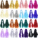 cospiay anime wig oblique bangs multi -color 80 cm curly hair wig hair fiber sleeve