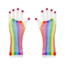 Bride's wedding party semi -finger long net gloves Rainbow color sexy fishing net long glove