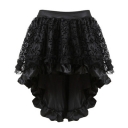 Solid Color Irregular Flocked Zip Elastic Skirt