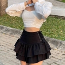 The new hot girl sexy repair side waist tie the skirt women's fashion women's short skirt