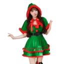 2023 new red and green hat Christmas dress cute hair ball Christmas skirt Christmas party clothing