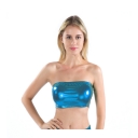 European and American new women's clothing nightclub stage wrapped chest patent leather solid color tube top shirt performance suit