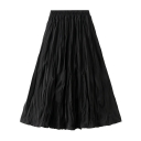 Autumn new high -waisted slimming folds mid -length large -sized A -line skirt women's skirt women