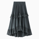 Boxer skirt female autumn A -line pleated skirt 2023 new front and short lotus leaf edge irregular cake skirt