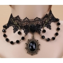 Vintage black crystal lace necklace short necklace crystal clavicle chain