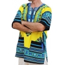 RaanPahMuang new Dashiki Hiji clothing men's European American African shirt short sleeve