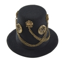 Steampunk Diablo Gear Heavy Metal Chain small top hat dial Skeleton Goth small hat edge clip headdress