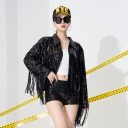 Europe and the United States bead fringe cardigan top coat annual party performance dress