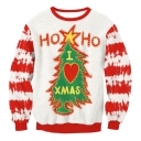 2023 new Christmas clothing fashion Christmas tree stripe digital printing clothing couple sweater