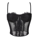 Small vest with chest and halter top female breathable net gauze corset blouse sexy pure black lace can be worn outside plastic waist