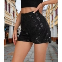 European and American fashion multi-color fashion sequin slim hot pants sequin mid-waist sexy straight shorts
