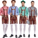 New Halloween German Beer Festival clothing four -color plaid shirt back pants men's beer clothing set shorts