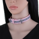 The new colorful reflective ultra -fiber leather item ring high -end D buckle light luxury punk wind neck neck strap cross -border selection