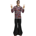 Printed stage costume Halloween costume for men 80s retro Indian disco costume