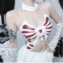 Dark-themed butterfly skull leather vest, 2025 new gothic style sexy hot girl fashion suspender top for women.