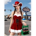 A sexy red fluffy Christmas dress, a red denim hat, and a Santa Claus costume.