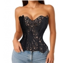 Mesh breathable hollow irregular lace corset bustier women's fashion outerwear fishbone top