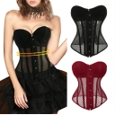 European and American style mesh court corset, breathable, tight-fitting, waist-cinching, women's bust-supporting, body-shaping top.
