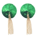 Shiny European and American style nipple stickers, leather nipple stickers, sequined metal tassel breast stickers