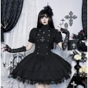 Dark-style A-line Lolita everyday dress, 2025 new gothic punk rock mini skirt