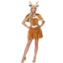 Cute velvet strapless Christmas dress set, reindeer costume