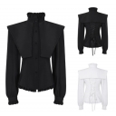European and American punk pleated gothic shirt medieval clothing steampunk Victorian top retro